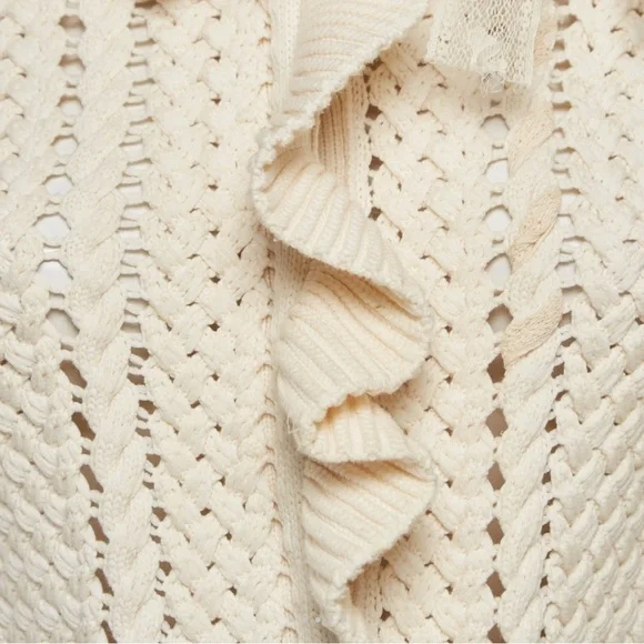 RED Valentino Cream Ruffled Cardigan - Picture 3 of 9